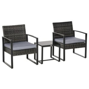 Outsunny Polyrattan Sitzgruppe als 5-tlg. Set grau