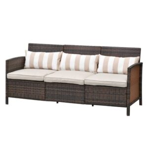 Outsunny Rattan Loungesofa als 3-Sitzer braun