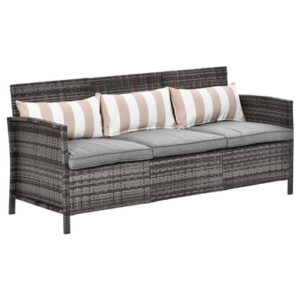 Outsunny Rattan Loungesofa als 3-Sitzer grau