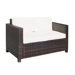 Outsunny Rattan Sofa mit Sitzkissen braun