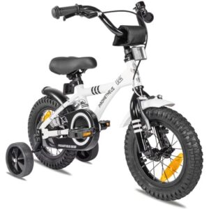 PROMETHEUS BICYCLES® Kinderfahrrad 12 in Weiß & Schwarz ab 3 Jahre mit Stützräder