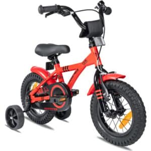 PROMETHEUS BICYCLES® RED HAWK Kinderfahrrad 12 in Rot und Schwarz ab 3 Jahre mit Stützräder