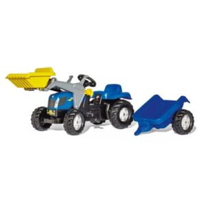 Rolly Toys Trettraktor New Holland T7040 mit Anhänger + Frontlader Blau Blau
