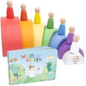 Schmetterline Holzbogen und -puppen-Set mit Buch Willis Farben