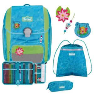 Scout Genius DIN - Schulranzen Set 4 tlg. mit Turnbeutel Water Lily