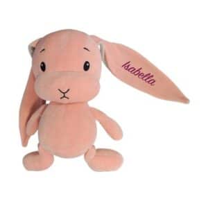 Tanjo Kuscheltier Hase mit Name bestickt 20 cm rosa