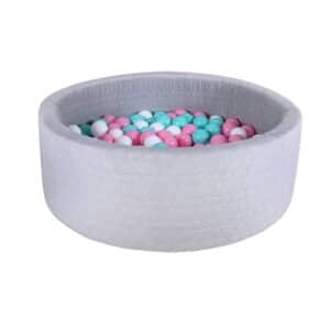 knorr toys® Bällebad soft - Cosy geo grey - 300 balls rose/creme/lightblue grau