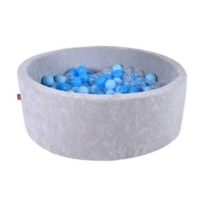 knorr toys® Bällebad soft - Grey - 300 balls soft blue/blue/transparent grau