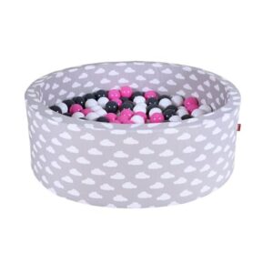 knorr toys® Bällebad soft - Grey white clouds - 300 balls creme/grey/rose grau