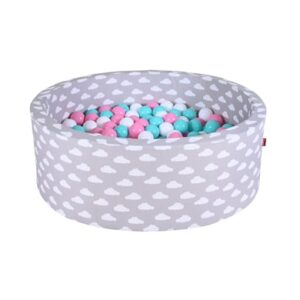 knorr toys® Bällebad soft - Grey white clouds -300 balls rose/creme/lightblue grau