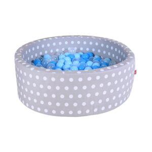 knorr toys® Bällebad soft - Grey white dots - 300 balls soft blue/blue/transparent grau