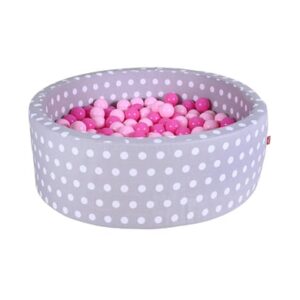 knorr toys® Bällebad soft - Grey white dots - 300 balls soft pink grau