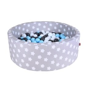 knorr toys® Bällebad soft - Grey white stars - 300 balls creme/grey/lightblue grau