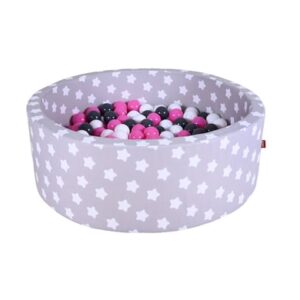 knorr toys® Bällebad soft - Grey white stars - 300 balls creme/grey/rose grau