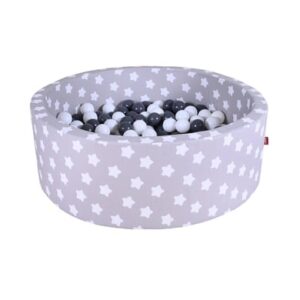 knorr toys® Bällebad soft - Grey white stars - 300 balls grey/creme grau