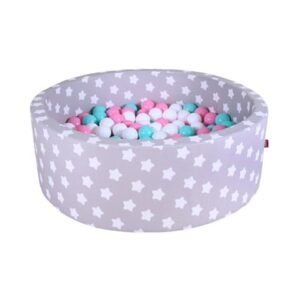 knorr toys® Bällebad soft - Grey white stars - 300 balls rose/creme/lightblue grau