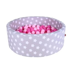 knorr toys® Bällebad soft - Grey white stars - 300 balls soft pink grau