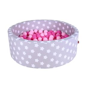 knorr toys® Bällebad soft - Grey white stars - 300 balls soft pink grau