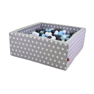 knorr toys® Bällebad soft eckig - Grey white dots - 100 balls creme/grey/lightblue grau
