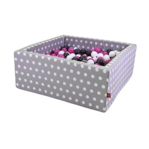 knorr toys® Bällebad soft eckig - Grey white dots - 100 balls creme/grey/rose grau