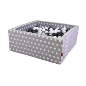 knorr toys® Bällebad soft eckig - Grey white dots - 100 balls grey/creme grau