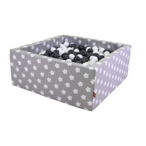 knorr toys® Bällebad soft eckig - Grey white stars - 100 balls grey/creme grau