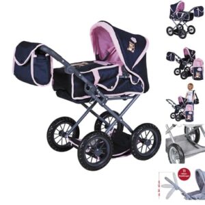 knorr toys® Puppenwagen Ruby - Navy pink bear blau