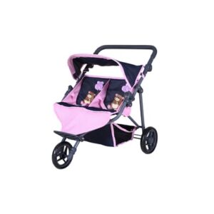 knorr toys® Zwillingspuppenwagen Duo - Navy pink bear blau