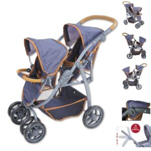 knorr toys® Zwillingspuppenwagen Milo - dark blue blau