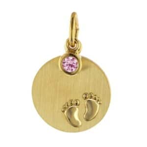 trendor Gravur-Anhänger 333 Gold Ø 12 mm mit Rosa Einhänger gold