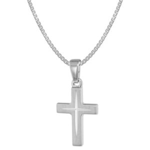trendor Kinder-Halskette mit Kreuz-Anhänger 925 Silber silver
