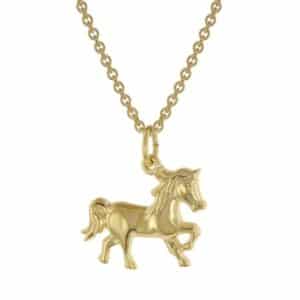 trendor Kinder-Halskette mit Pferde-Anhänger Gold auf Silber gold