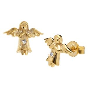 trendor Kinder-Ohrringe Engel Ohrstecker Gold 333/8K mit Zirkonia gold