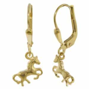 trendor Kinder-Ohrringe Gold 333 Pferde Ohrhänger gold