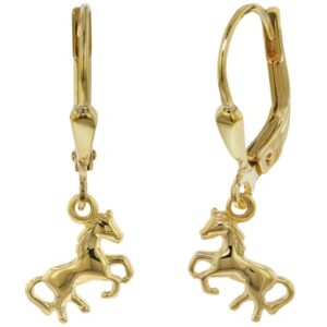 trendor Kinder-Ohrringe Pferde Gold auf Silber für Mädchen gold