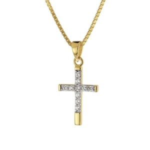 trendor Kreuz-Anhänger für Mädchen Gold 585 + vergoldete Silberkette gold