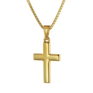 trendor Kreuz für Kinder 18 mm Gold 333 / 8 K + vergoldeter Silberkette gold