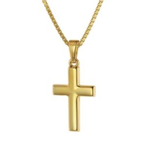 trendor Kreuz für Kinder 18 mm Gold 333 / 8 K + vergoldeter Silberkette gold