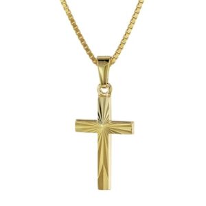 trendor Kreuz für Kinder Gold 333/8 Karat 18 mm + goldplattierte Kette gold