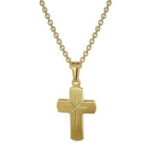 trendor Kreuz für Kinder Gold 333 mit goldplattierter Silberkette gold
