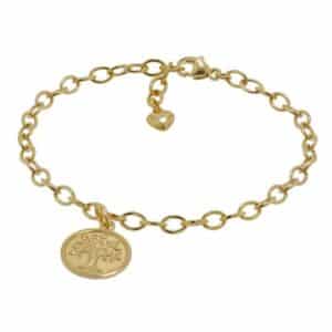 trendor Mädchen-Armband mit Lebensbaum 925 Silber vergoldet 18 cm gold
