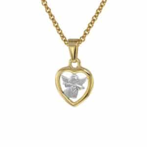 trendor Mädchen-Halskette mit Herz-Anhänger Gold 333 bicolor