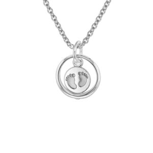 trendor Taufkette 925 Silber Taufring mit Anhänger Babyfüße silver