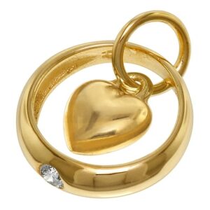 trendor Taufring mit Zirkonia und Herzchen Gold 585 / 14K gold