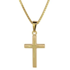 trendor Kreuz-Anhänger Gold 585 (14 Kt.) + Plattierte Kette gold