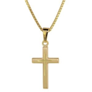 trendor Kreuz-Anhänger Gold 585 (14 Kt.) + Plattierte Kette gold