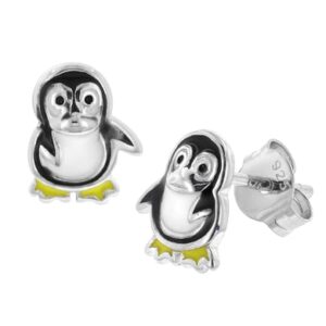 trendor Kinder Ohrringe Silber 925 Pinguin Ohrstecker silver