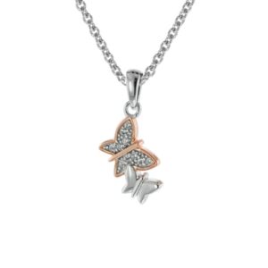 trendor Schmetterlinge Anhänger mit Mädchen-Halskette Silber 925 bicolor