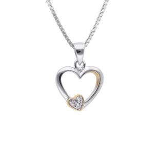 trendor Mädchen-Halskette mit Herz-Anhänger Silber 925 bicolor