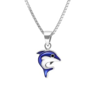 trendor Kinder-Halskette Silber 925 Collier mit Delfin-Anhänger silver